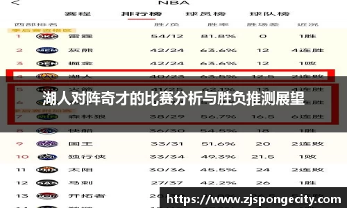 湖人对阵奇才的比赛分析与胜负推测展望